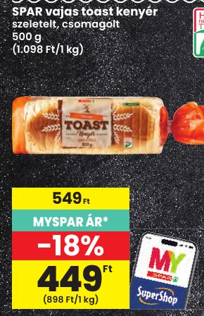SPAR vajas toast kenyér
