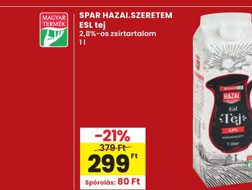 SPAR HAZAI.SZERETEM ESL tej