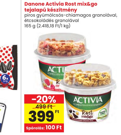 Danone Activia Rost mix&go tejalapú készítmény