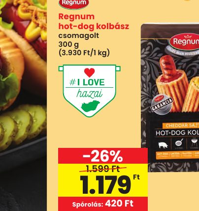 Regnum hot-dog kolbász