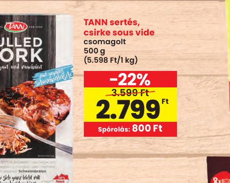 TANN sertés, csirke sous vide