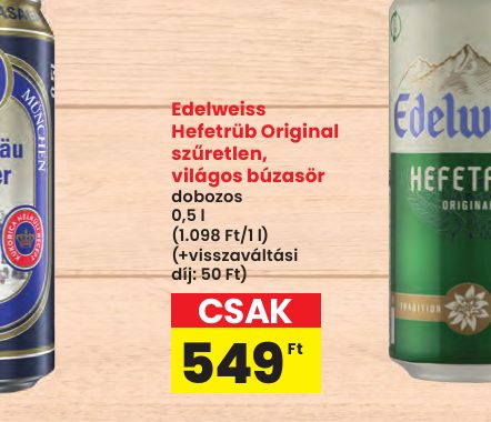 Edelweiss Hefetrüb Original szűretlen, világos búzasör