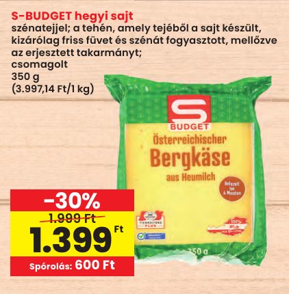 S-BUDGET hegyi sajt