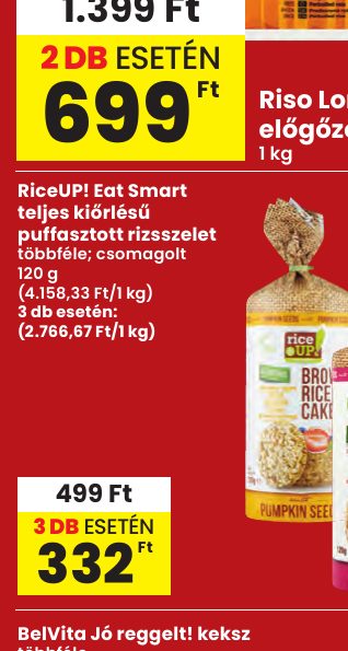 RiceUP! Eat Smart teljes kiőrlésű puffasztott rizsszelet