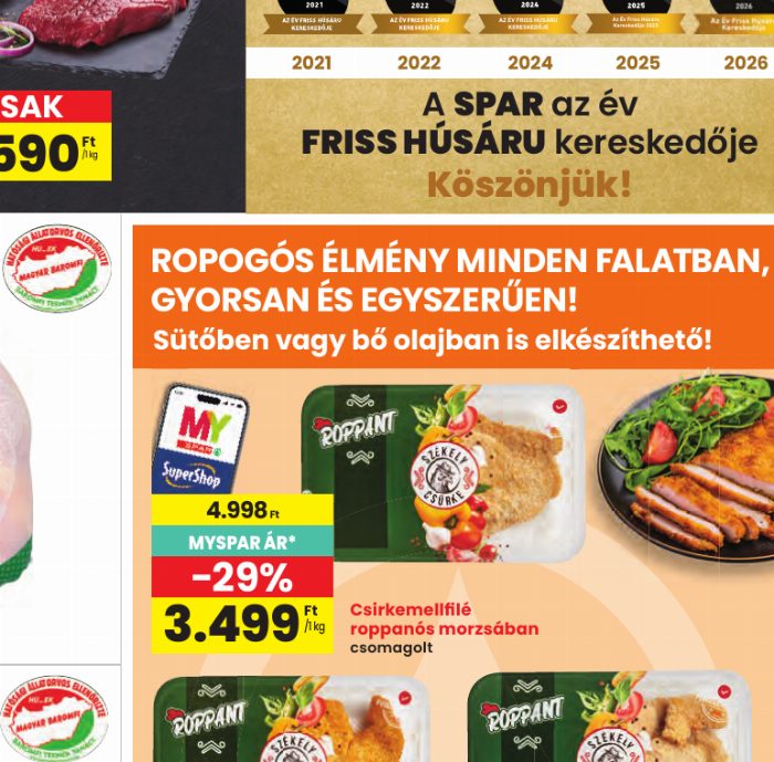 A SPAR az év FRISS HÚSÁRU kereskedője