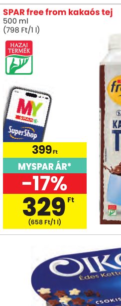 SPAR free from kakaós tej