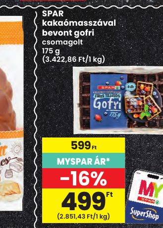 SPAR kakaómasszával bevont gofri
