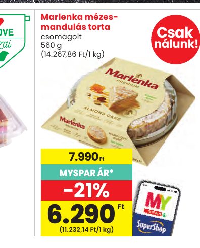 Marlenka mézes- mandulás torta