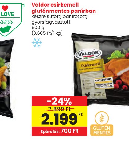 Valdor csirkemell gluténmentes panírban