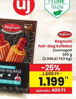 Regnum hot-dog kolbász
