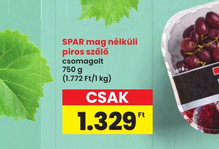 SPAR mag nélküli piros szőlő
