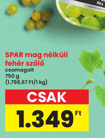 SPAR mag nélküli fehér szőlő
