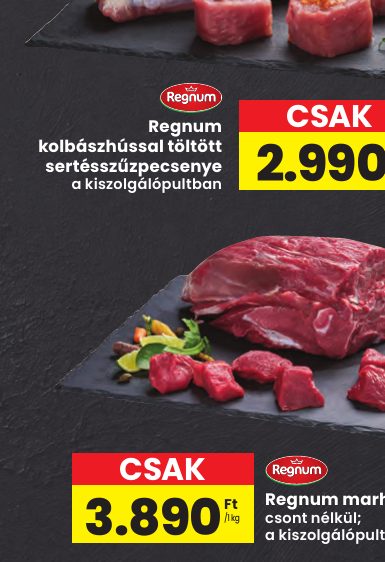 Regnum kolbászhússal töltött sertésszűzpecsenye
