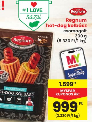 Regnum hot-dog kolbász