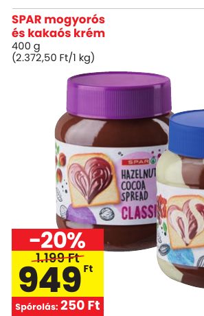 SPAR mogyorós és kakaós krém