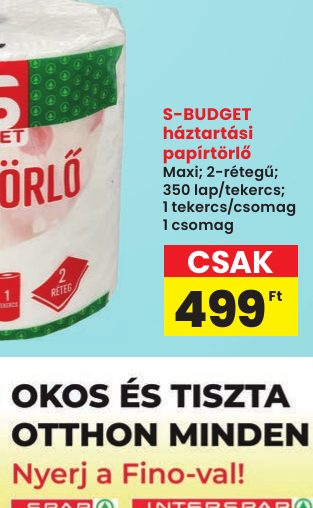 Maxi; 2-rétegű; 350 lap/tekercs; 1 tekercs/csomag 1 csomag