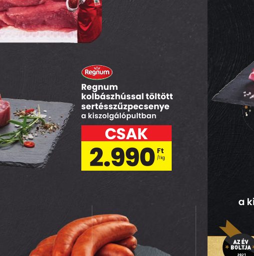 Regnum kolbászhússal töltött sertésszűzpecsenye