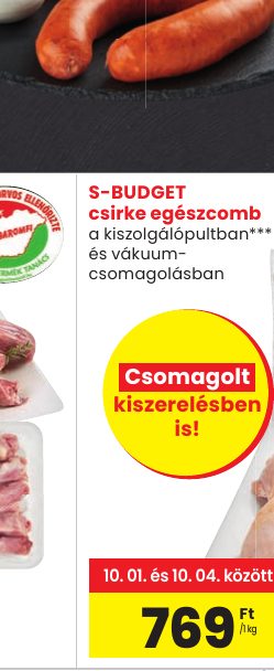 S-BUDGET csirke egészcomb