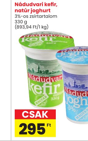 Nádudvari kefi r, natúr joghurt