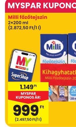 Milli főzőtejszín