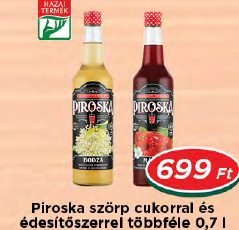 Piroška szörp cukorral és édesítőszerrel többféle