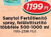 Sanytol Fertőtlenítő spray, felületisztító többféle