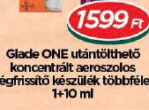 Glade ONE utántölthető koncentrált aeroszolos légfrissítő készülék többféle