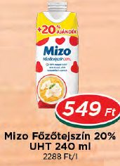 Mizo Főzötejszín 20% UHT