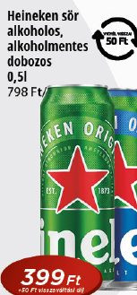 Heineken sör alkoholos, alkoholmentes dobozos