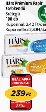 Hárs Prémium Papír
zsebkendő
3rétegű