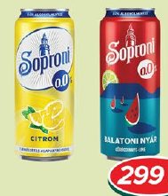 Soproni 0,0% ízesített dobozos sör többféle