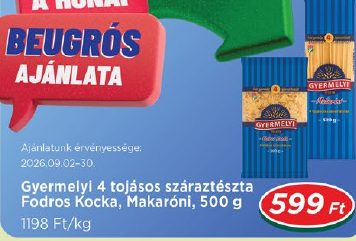 Gyermelyi 4 tojásos száraztészta többféle