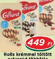 Rolls krémel töltött ostyarúd többféle