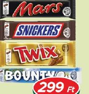 Mars, Snickers, Twix, Bounty szelet többféle