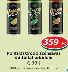 Fonti Di Crodo szénsavas üdítőital többféle