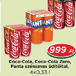 Coca-Cola, Coca-Cola Zero, Fanta szénsavas üdítőital, 4x0,33 l