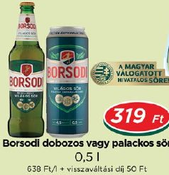 Borsodi dobozos vagy palackos sör