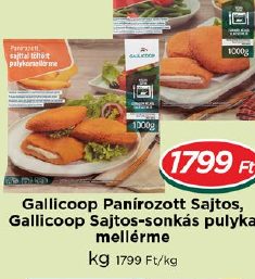 Gallicoop Panírozott Sajtos, Gallicoop Sajtos-sonkás pulyka mellfilé