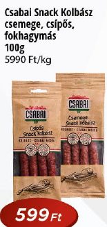 Csabai Snack Kolbász csemege, csípős, fokhagymás