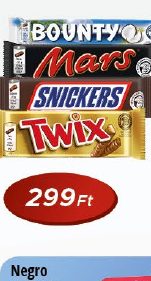 Bounty, Mars, Snickers, Twix szelet többféle
