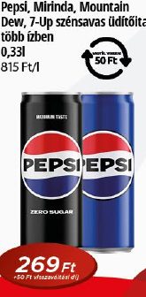 Pepsi, Mirinda, Mountain Dew, 7-Up szénsavas üdítőital