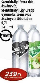 Szentkirályi Extra dús ásványvíz, Szentkirályi Egy Csepp Gyümölcs szénsavas ásványvíz több ízben