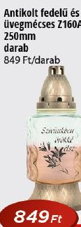 Antikolt fedelű és talpú üvegmécses Z160A