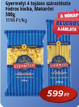 Gyermelyi 4 tojásos száraztészta