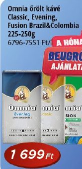 Omnia őrölt kávé Classic, Evening, Fusion Brazil&Colombia
