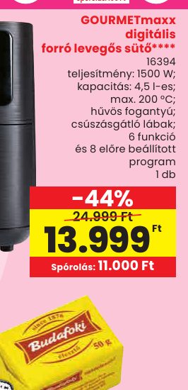 GOURMETmaxx digitális forró levegős sütő****