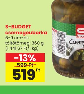 S-BUDGET csemegeuborka