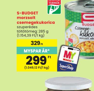 S-BUDGET morzsolt csemegekukorica