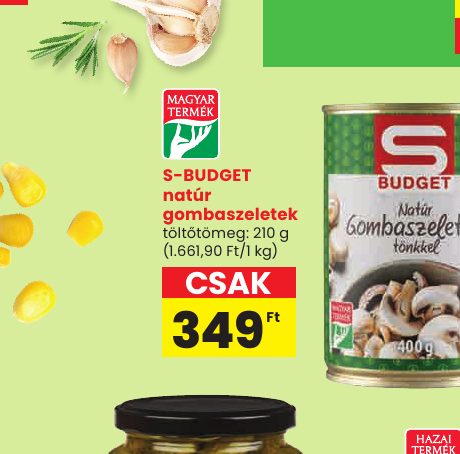 S-BUDGET natúr gombaszeletek