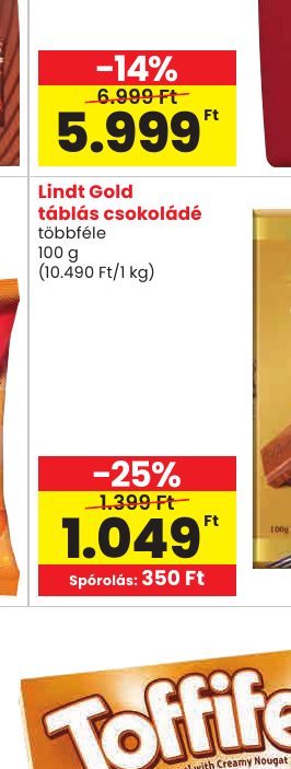 Lindt Gold táblás csokoládé